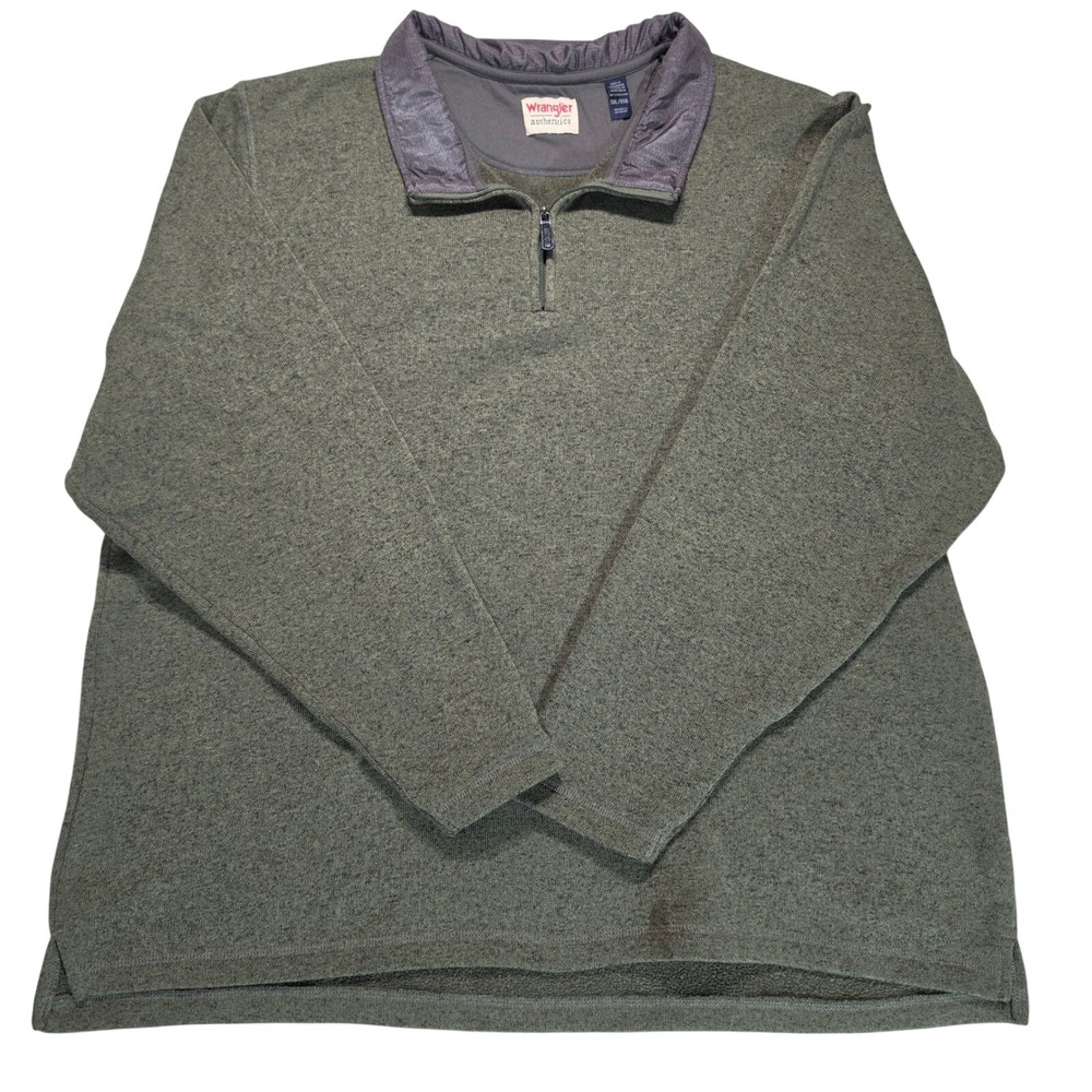 Wrangler Authentics Mens 3XL Quarter Zip Fleece Pullover Sweater Heather‎ Green
